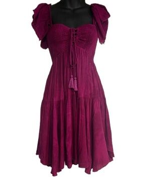 Khush Women's Cotton V-Neck Fit & Flare Lace Dress small mini
